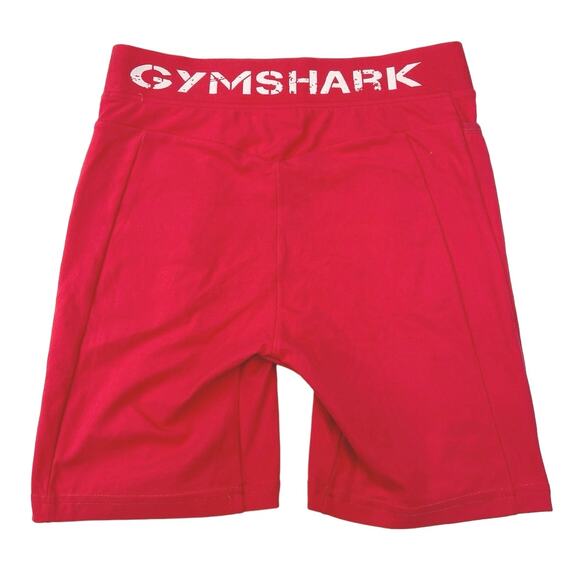 Gymshark Red Spell Out Waistband Elastic Pull On Low Rise Bike Short Size S - Picture 2 of 4